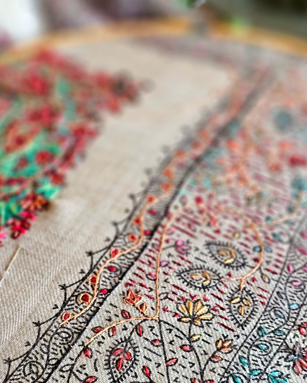 Hand embroidery in process